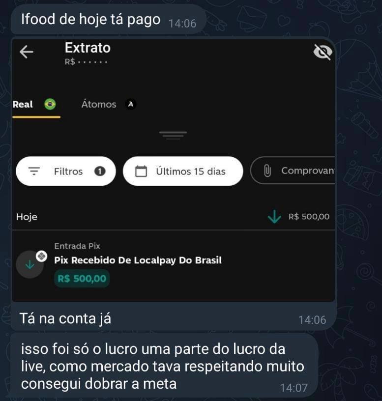 Depoimento real de cliente 5 com lucros usando o Imperador Trader